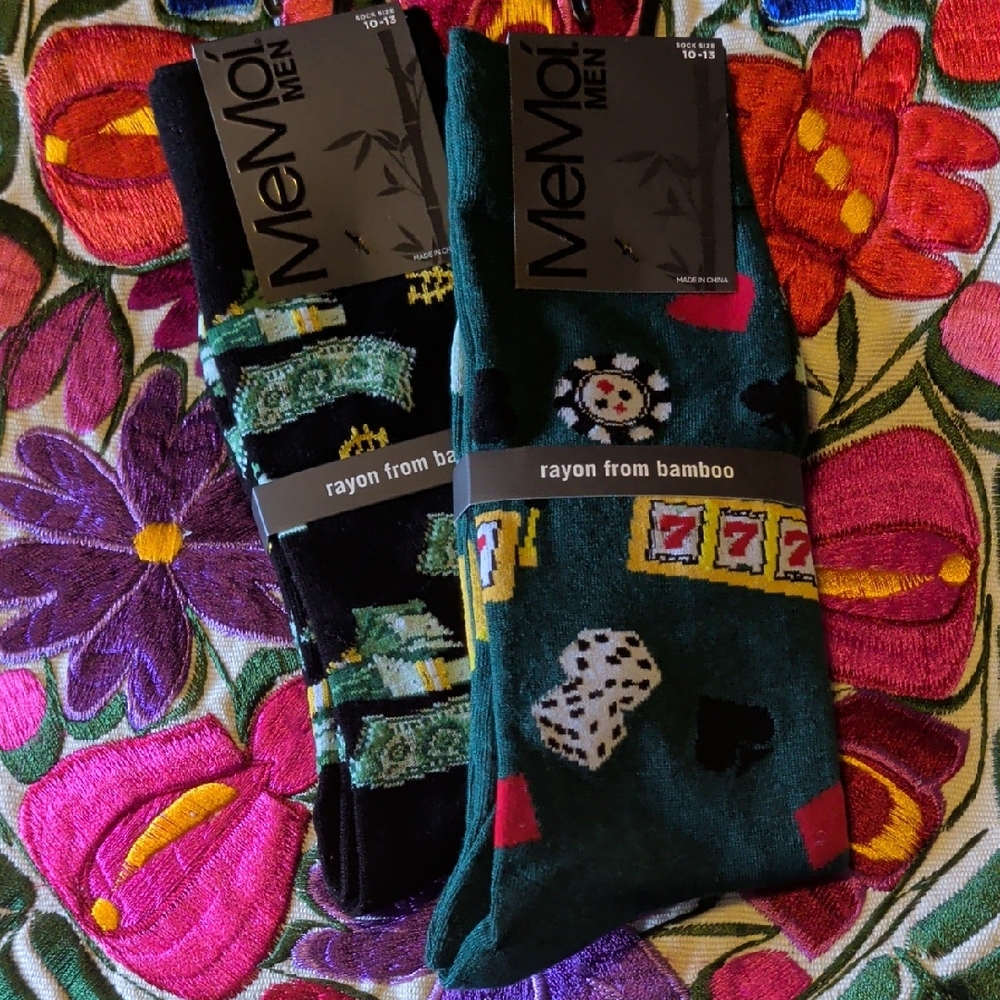 Men's Fun Patterned Socks - Black and Green